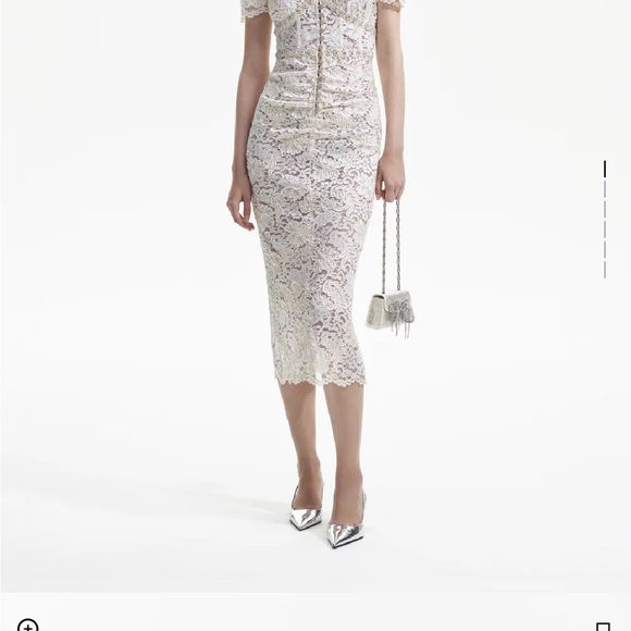 Self Portrait Cream Cord Lace midi dress - Picture 5 of 7